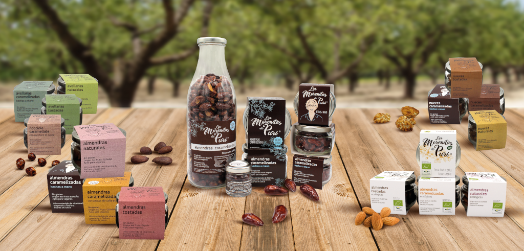 Las Morenitas de Puri, almendras, avellanas y nueces caramelizadas, tostadas y naturales gourmet